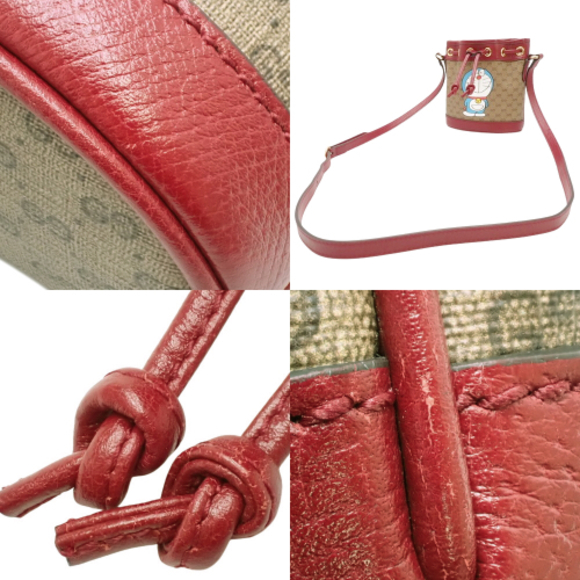 Gucci Mini Gg Supreme Doraemon Bucket Leather Shoulder Bag Beige - Picture 7 of 7